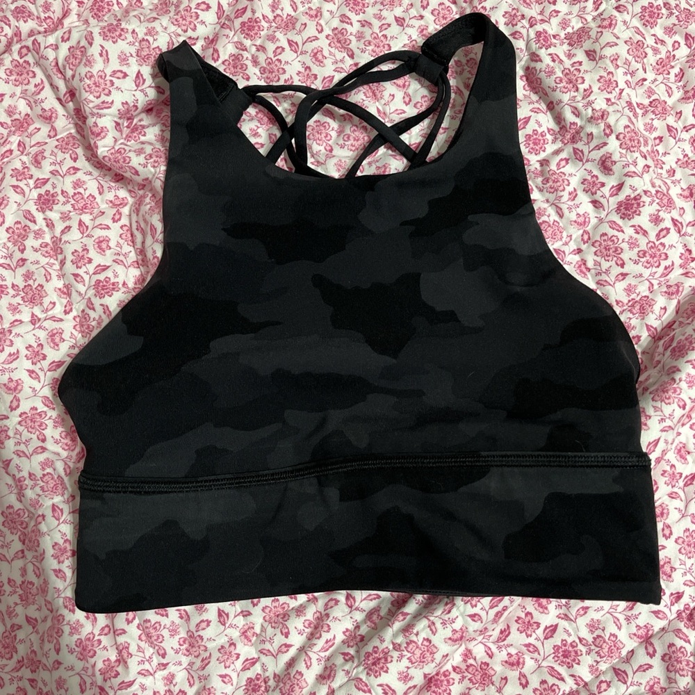 Lululemon Women's Black Camouflage Sports Bra